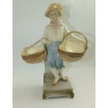 A 20TH CENTURY CONTINENTAL POTTERY CENTRE PIECE, modelled as a delivery boy wearing Victorian