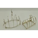 TWO SILVER TOAST RACKS, Birmingham 1903, and Sheffield 1937, combined weight 120g.