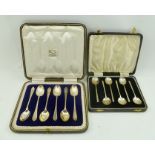 JOSEPH RODGERS & SONS A CASED SET OF SILVER COFFEE SPOONS, Sheffield 1899, and one other SET OF