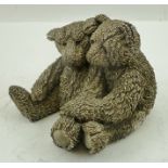 TWO LATE 20TH CENTURY COUNTRY ARTIST'S FILLED SILVER TEDDY BEARS, embracing,