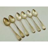 WILLIAM BATEMAN A SET OF SIX GEORGE IV DESSERT SPOONS, London 1828, 203g.