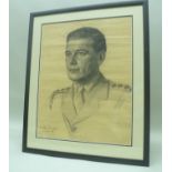 ARTIST UNKNOWN A portrait study of an unknown Military Captain, mid-20th century Pastel, produced in