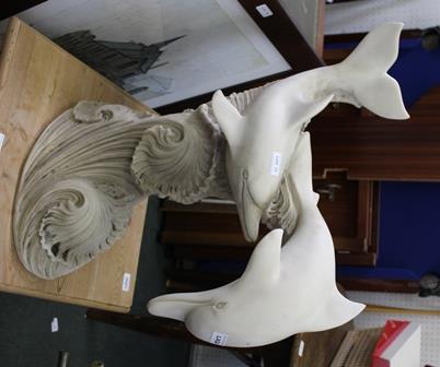 A LARGE COMPOSITION MODEL OF TWO LEAPING DOLPHINS