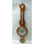 A LATE 19TH CENTURY ROSEWOOD CASED ONION TOP WHEEL BAROMETER/THERMOMETER/HYDROMETER, main dial 19cm