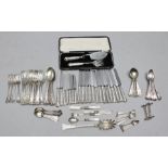 A SELECTION OF EPNS KINGS PATTERN CUTLERY includes a boxed set of fish servers, a cutlery drawer