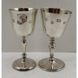 BARKER ELLIS SILVER CO. TWO LATE 20TH CENTURY SILVER GOBLETS, one of baluster form, the other with