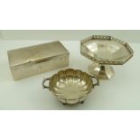 THREE ITEMS OF HALLMARKED SILVER, includes a Goldsmiths and Silversmiths of London octagonal tazza