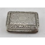 NATHANIEL MILLS A VICTORIAN SILVER VINAIGRETTE, having acanthus chased decoration, gilded interior