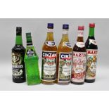 A SELECTION OF FORTIFIED WINES & LIQUEURS; Suntory Midori Melon Liqueur, 1 bottle Martini Rosso x 1,