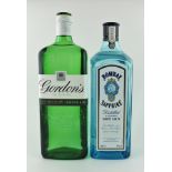 BOMBAY SAPPHIRE Dry Gin, 1 litre bottle GORDONS Special Dry Gin, 1 litre bottle (2)