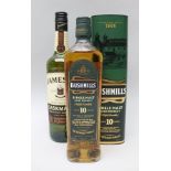 BUSHMILL'S SINGLE MALT IRISH WHISKEY aged 10 years, 1 bottle, boxed JAMESON'S CASKMATES IRISH