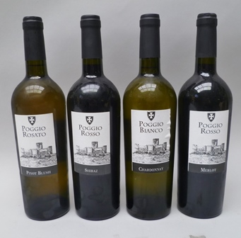 A SELECTION OF ITALIAN WINES comprising; Poggio Bianco Chardonnay 11.5%, 1 bottle Poggio Bianco