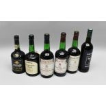 A SELECTION OF SIX SHERRIES & PORTS; Harveys Bristol Cream x 1 bottle Harveys "The Directors Bin"