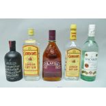 A MIXED LOT OF SPIRITS & LIQUEURS comprising; Gordons London Dry Gin, 2 x litre bottles Bacardi Rum,