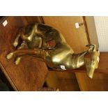 A LARGE CAST BRASS MODEL GREYHOUND