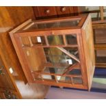 A SCRATCH BUILT OAK AND GLASS TABLE TOP DISPLAY CABINET
