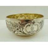 JOHNSON, WALKER & TOLHURST A VICTORIAN EMBOSSED SILVER SWEETMEAT BOWL, allover embossed with