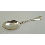 JAMES WILKS A GEORGE II SILVER TABLE SPOON, having decoratively cast acanthus scrolls to back of