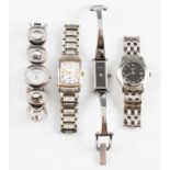 Two ladies Gucci wrist watches, a ladies Emporio Armani wrist watch and a Ted Baker wrist watch, (