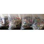 Three bags of costume jewellery to include beads, necklets, bangles, bracelets and earrings etc.