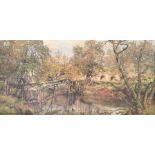 SIDNEY CURRIE. Framed, signed and dated ‘1888’, oil on canvas, British landscape with a river and
