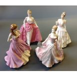 Four Coalport figurines titled 'Diamonds and Roses', 'Now and 'Forever', 'Summer Rose' and '