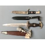 Two German style daggers with scabbards, one RZM M7/85, one RZM M7/2 1937.