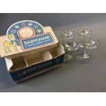 Seven Babysham glasses in box.