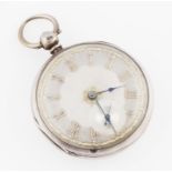 A Victorian silver cased open face fusee movement key wind pocket watch, the silver tone dial having