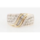 A 9ct yellow gold diamond set band, hallmarked with Birmingham import mark, ring size N½.