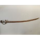 A Zulfiquar split blade sword with Arabic inscription.