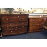 A mahogany four drawer chester of drawers together with a three door chester of drawers.