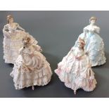 Four Royal Worcester figurines titled 'Hannah', 'Rose', 'Belle of the ball', and 'The first