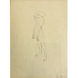 MICHAEL GARADY. Framed, glazed, mounted signed pencil study depicting nude figure, 38cm x 30cm.