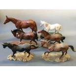 Six horse figurines, two Royal Doulton with ‘Spirit of Affection’, ‘Desert Orchard’, ‘Grundy’ and ‘