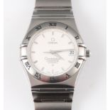 *An gents stainless steel Omega Constellation Chronometer automatic wrist watch, the white dial