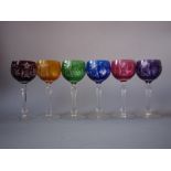 Six Hock coloured glasses