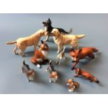 A collection of Beswick and Royal Doulton figurines to include Labradors, Foxes and a German