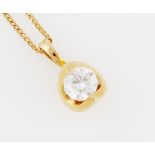 A single stone diamond pendant, set with a round brilliant cut diamond, measuring approx. 0.40ct,
