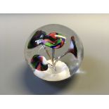 A Thomas Web & Son Albert Mattis 1933 paperweight with trumpet design.