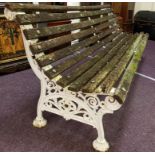 A Coalbrookdale cast iron side garden bench, length 182cm.