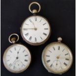 A collection of three pocket watches, one stamped 0,935, one 0.800, the other indistinctly