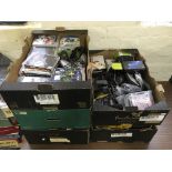 Five boxes of various electronics, to include video games and controllers, mobile phones, camera