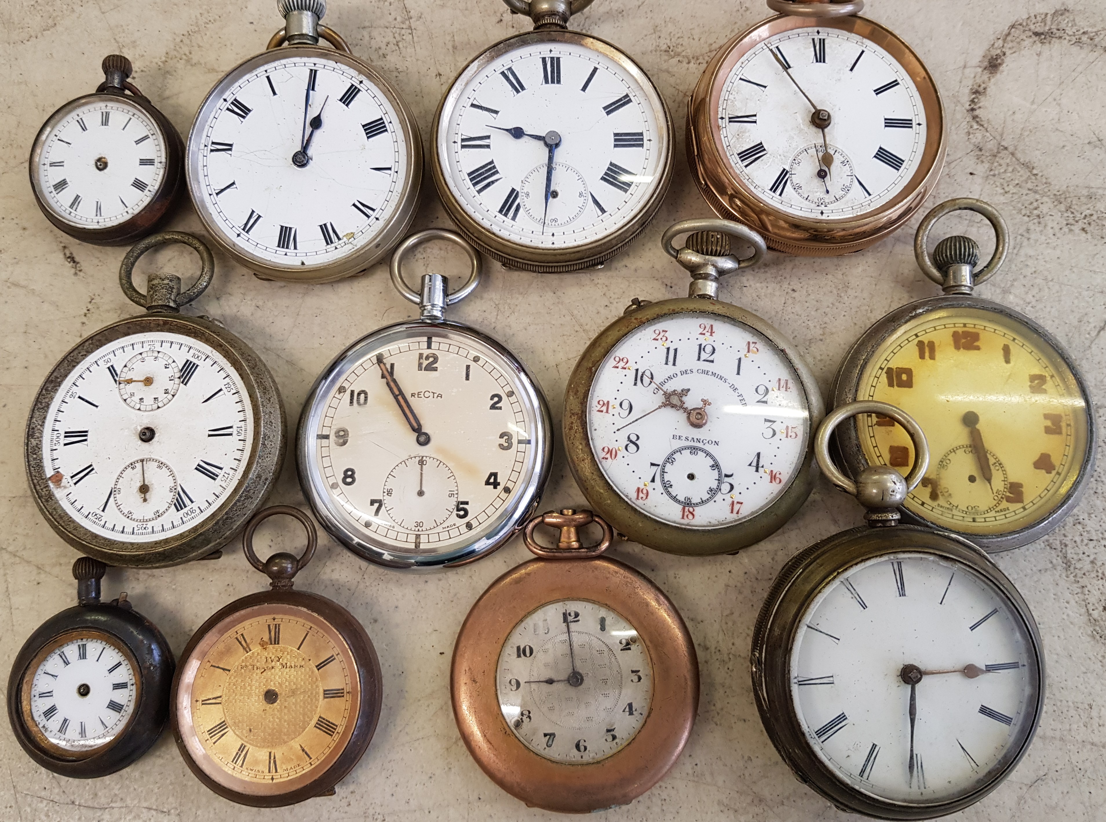 A collection of nine pocket watches and three fob watches, (A/F).