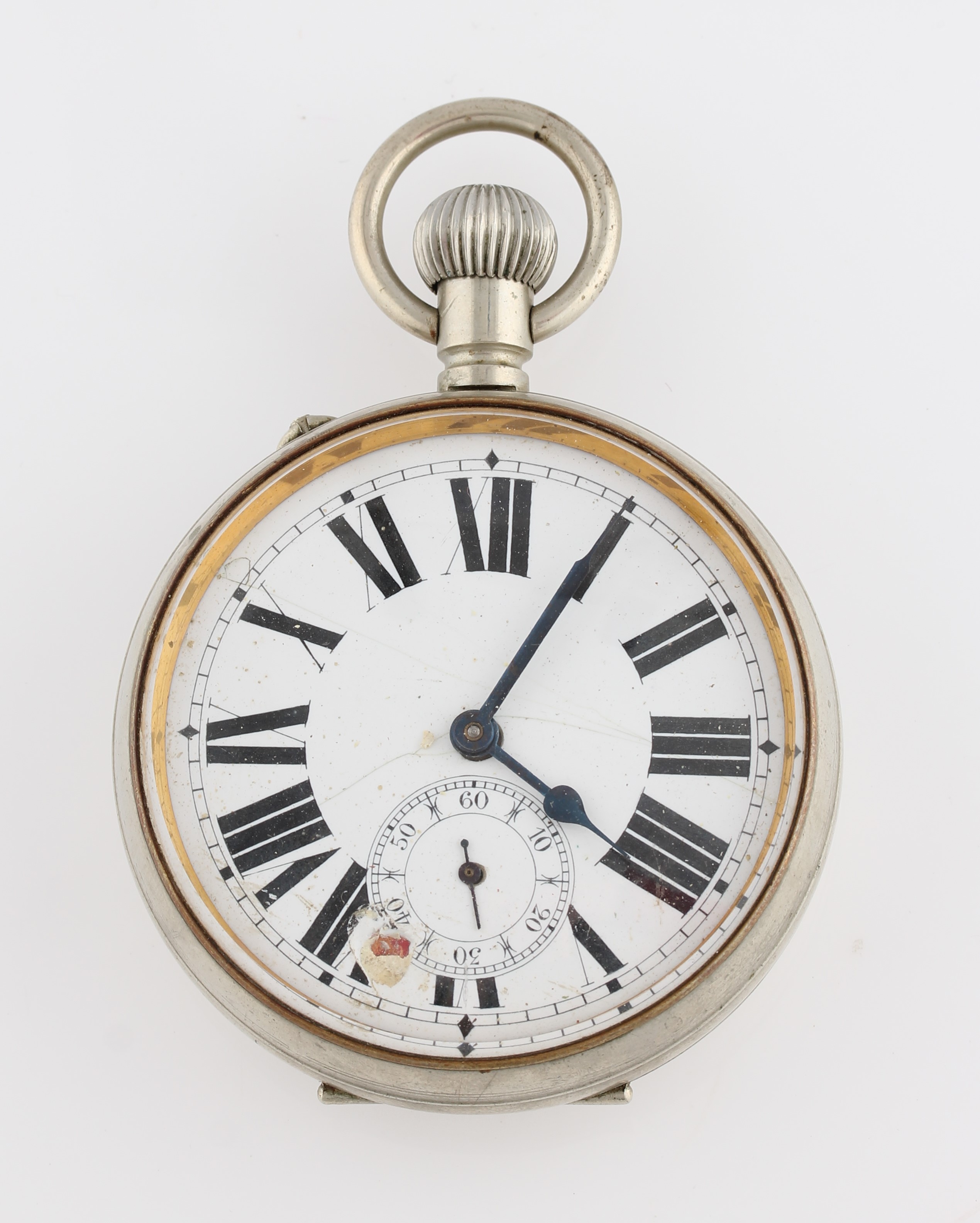 A chrome Goliath pocket watch, (A/F).