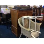 *A collection of furniture and household decorative items, to include a wicker chair and side table,