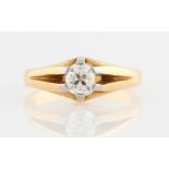 A gents diamond solitaire ring, set with an old cut diamond, measuring approx. 0.55ct, stamped 18ct,