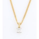 A diamond solitaire pendant, set with a princess cut diamond, measuring approx. 0.75ct, in an