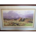 Five large, framed, prints: one limited edition 775/850 signed in pencil by David Shepherd, one of