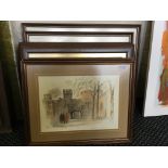 WENDY REEVES. Large framed print depicting expansive landscape with lock and figures together with a